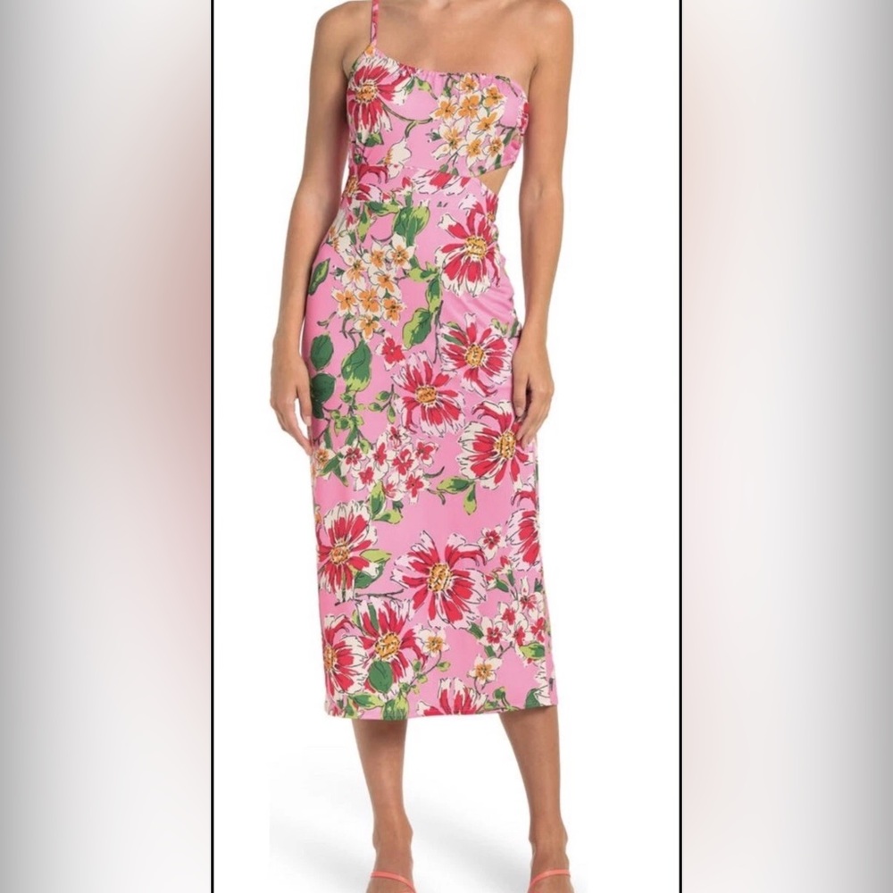 19 Cooper One Shoulder Floral Pink Dress